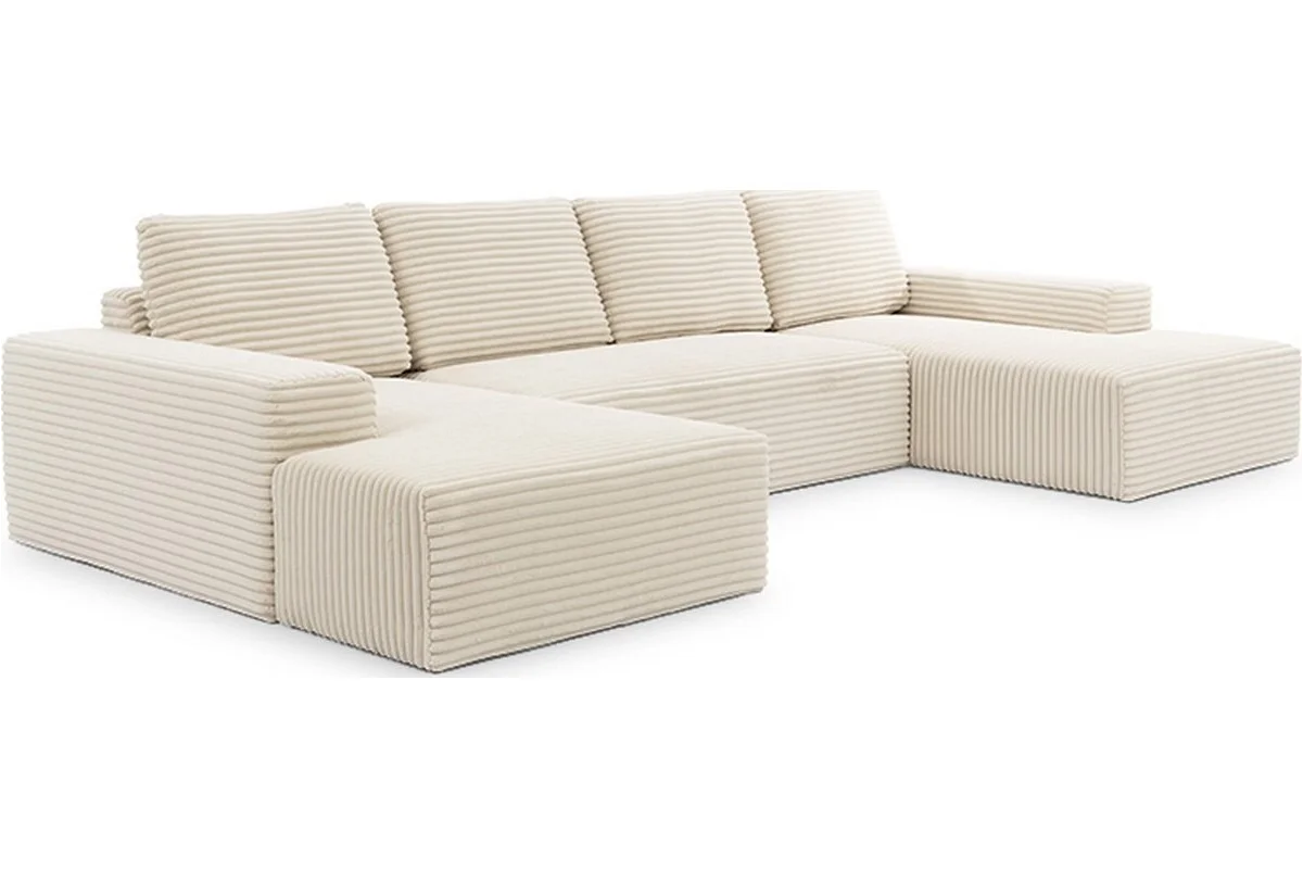 Beiges U-förmiges Ecksofa aus Velours von Azaano | Wohnzimmermöbel