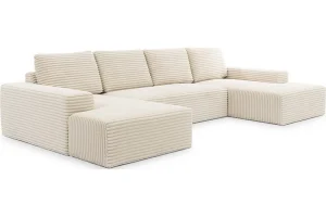 Beiges U-förmiges Ecksofa aus Velours von Azaano | Wohnzimmermöbel