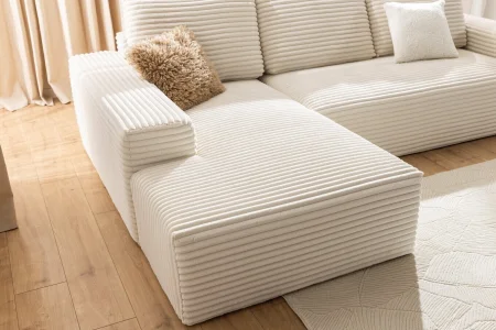 Beiges U-förmiges Ecksofa aus Velours von Azaano | Wohnzimmermöbel 2