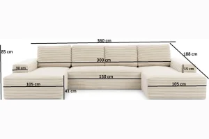 Beiges U-förmiges Ecksofa aus Velours von Azaano | Wohnzimmermöbel