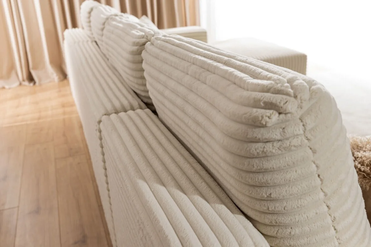 Beiges U-förmiges Ecksofa aus Velours von Azaano | Wohnzimmermöbel