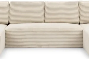 Beiges U-förmiges Ecksofa aus Velours von Azaano | Wohnzimmermöbel
