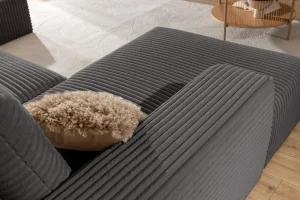 Dunkelgraues U-förmiges Ecksofa aus Velours „Azaano“ | Wohnzimmermöbel