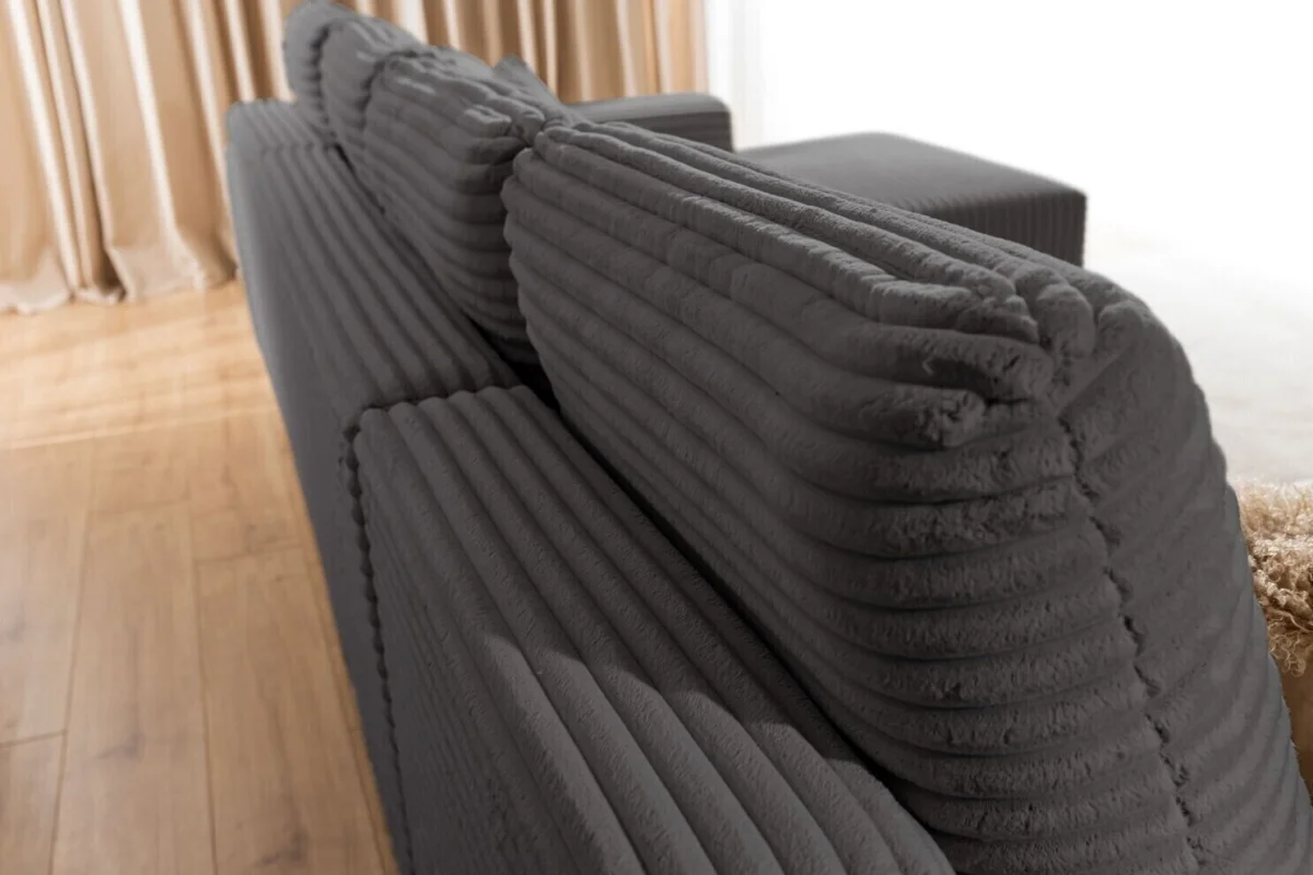 Dunkelgraues U-förmiges Ecksofa aus Velours „Azaano“ | Wohnzimmermöbel