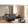 Dunkelgraues U-förmiges Ecksofa aus Velours „Azaano“ | Wohnzimmermöbel