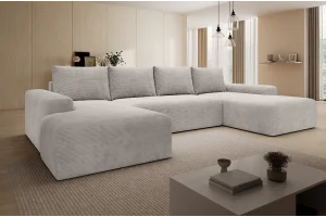 Beiges U-förmiges Ecksofa aus Cord „Torino“ | Wohnzimmermöbel