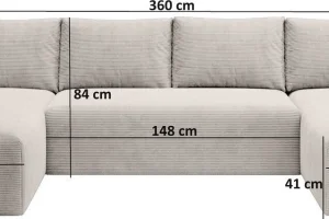 Beiges U-förmiges Ecksofa aus Cord „Torino“ | Wohnzimmermöbel
