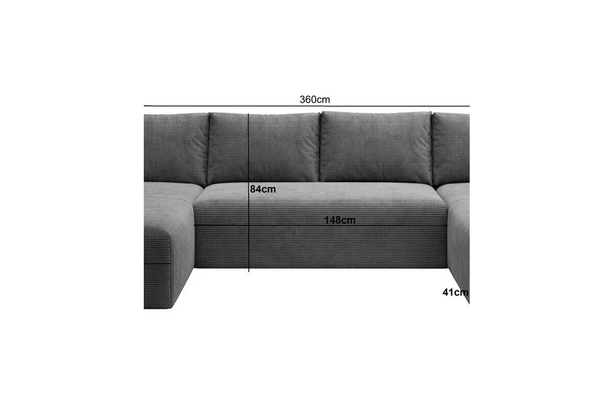 Dunkelgraues U-förmiges Ecksofa „Torino“ aus Cord | Wohnzimmermöbel