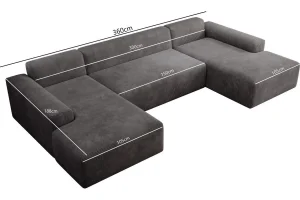 Dunkelgraues U-förmiges Ecksofa aus Cord „Empire“ | Wohnzimmermöbel