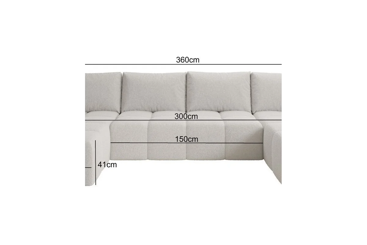 Elegantes, hellgraues U-förmiges Ecksofa „Cento“ | Wohnzimmermöbel