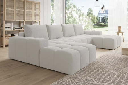 Elegantes, hellgraues U-förmiges Ecksofa „Cento“ | Wohnzimmermöbel 2