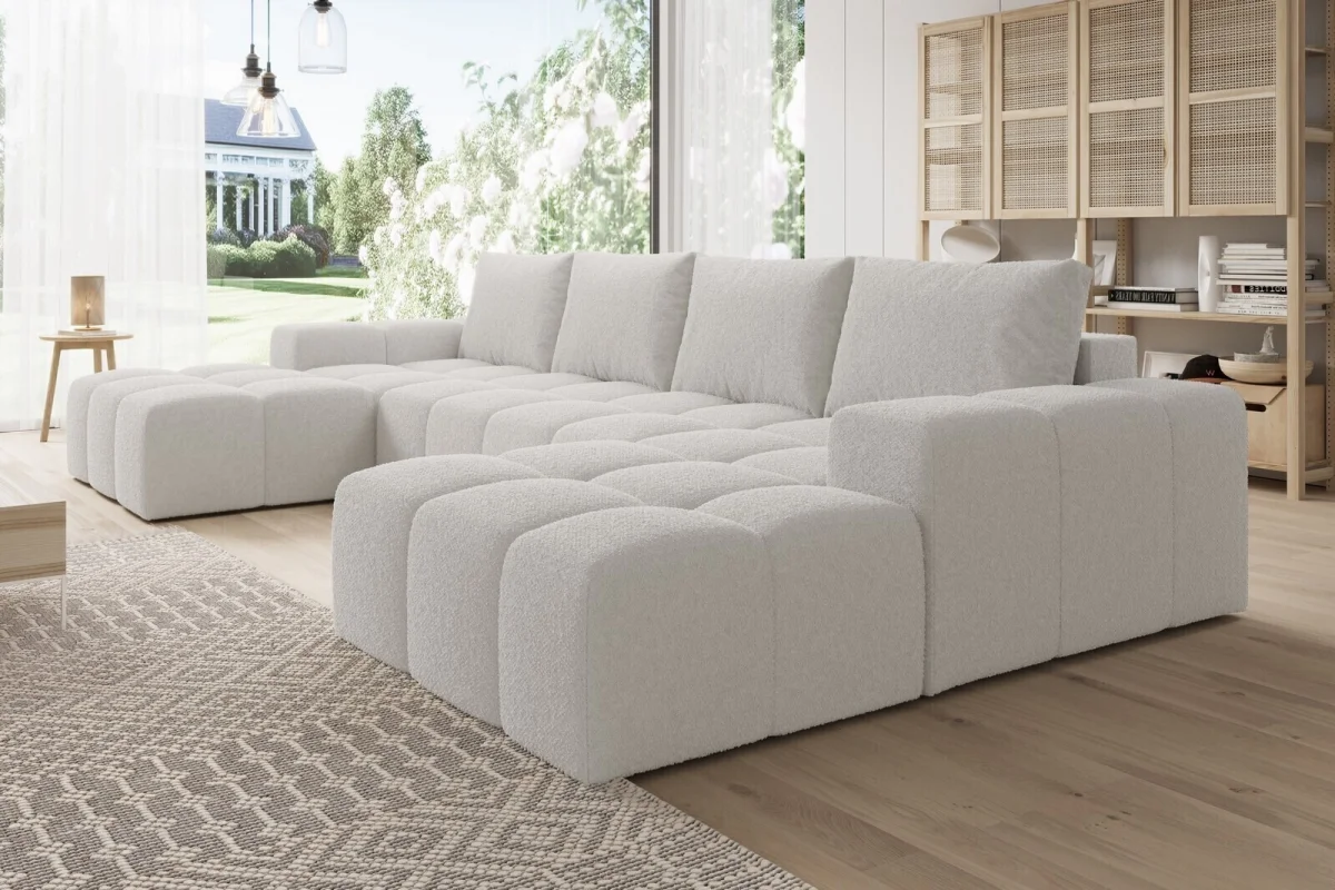Elegantes, hellgraues U-förmiges Ecksofa „Cento“ | Wohnzimmermöbel