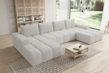 Elegantes, hellgraues U-förmiges Ecksofa „Cento“ | Wohnzimmermöbel
