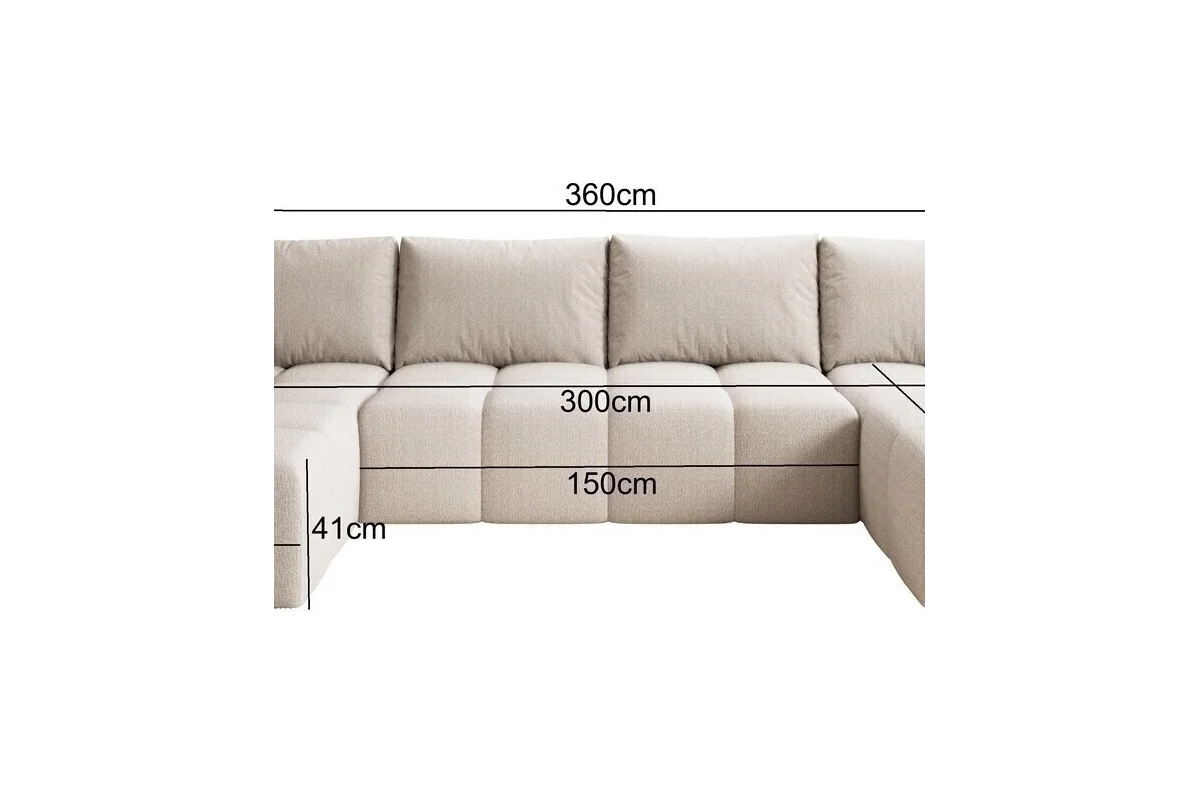 Elegantes, beigefarbenes U-förmiges Ecksofa „Cento“ | Wohnzimmermöbel