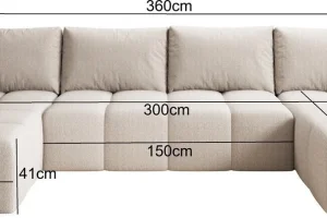 Elegantes, beigefarbenes U-förmiges Ecksofa „Cento“ | Wohnzimmermöbel