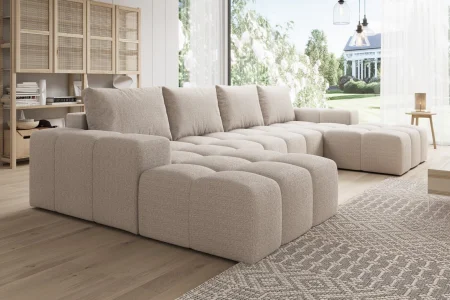 Elegantes, beigefarbenes U-förmiges Ecksofa „Cento“ | Wohnzimmermöbel 2