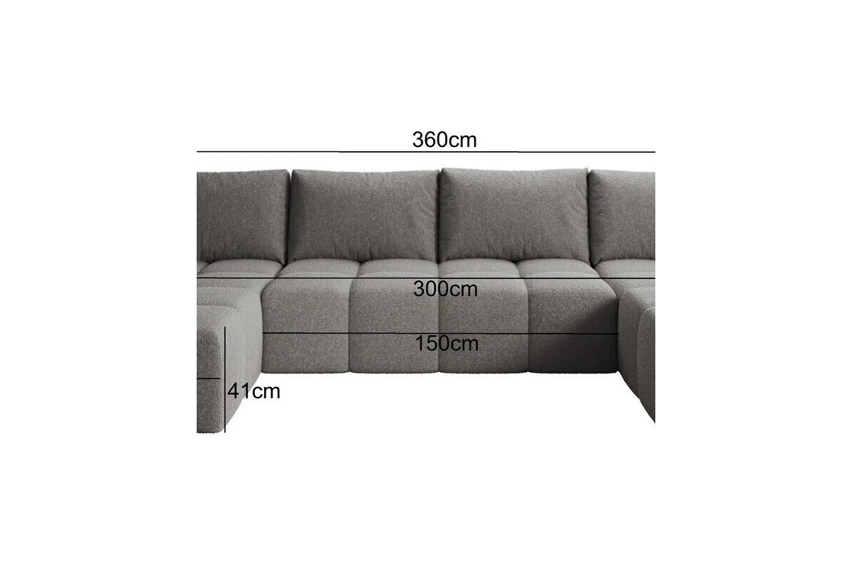Elegantes graues U-förmiges Ecksofa „Cento“ | Wohnzimmermöbel