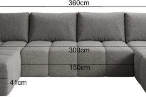 Elegantes graues U-förmiges Ecksofa „Cento“ | Wohnzimmermöbel
