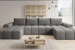 Elegantes graues U-förmiges Ecksofa „Cento“ | Wohnzimmermöbel