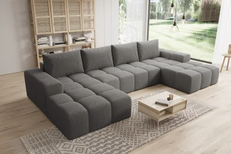 Elegantes graues U-förmiges Ecksofa „Cento“ | Wohnzimmermöbel