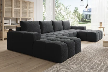 Elegantes, dunkelgraues U-förmiges Ecksofa „Cento“ | Wohnzimmermöbel 2
