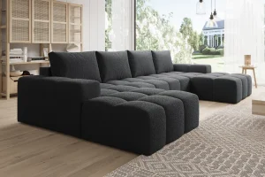 Elegantes, dunkelgraues U-förmiges Ecksofa „Cento“ | Wohnzimmermöbel