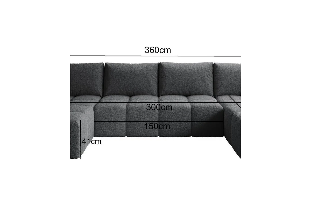 Elegantes, dunkelgraues U-förmiges Ecksofa „Cento“ | Wohnzimmermöbel