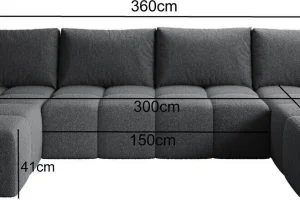Elegantes, dunkelgraues U-förmiges Ecksofa „Cento“ | Wohnzimmermöbel
