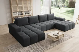 Elegantes, dunkelgraues U-förmiges Ecksofa „Cento“ | Wohnzimmermöbel