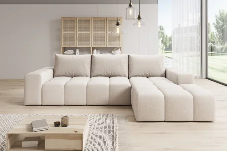 Elegantes, beigefarbenes L-förmiges Ecksofa „Cento“ | Wohnzimmermöbel 2