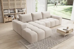 Elegantes, beigefarbenes L-förmiges Ecksofa „Cento“ | Wohnzimmermöbel
