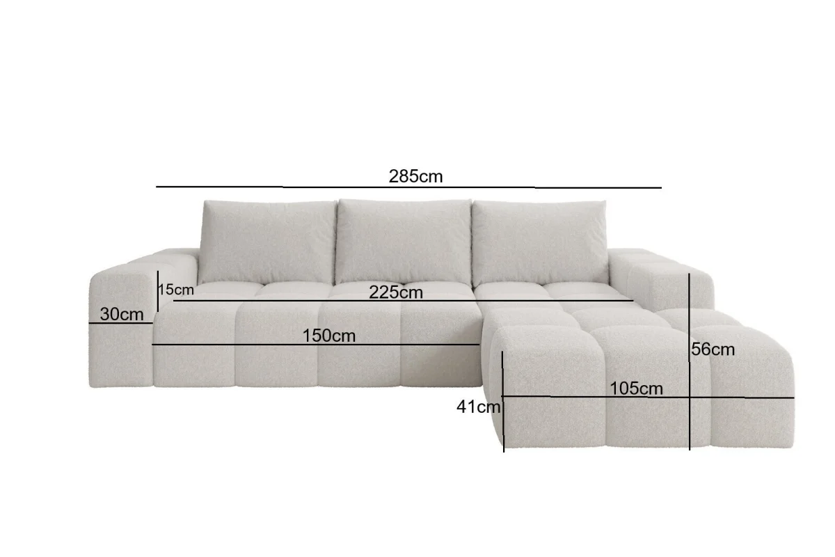 Elegantes, hellgraues L-förmiges Ecksofa „Cento“ | Wohnzimmermöbel