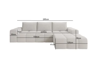 Elegantes, hellgraues L-förmiges Ecksofa „Cento“ | Wohnzimmermöbel