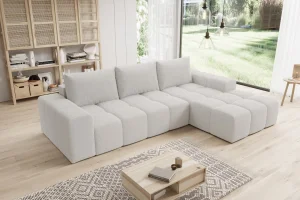 Elegantes, hellgraues L-förmiges Ecksofa „Cento“ | Wohnzimmermöbel