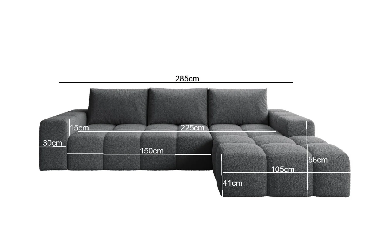 Elegantes, dunkelgraues L-förmiges Ecksofa „Cento“ | Wohnzimmermöbel