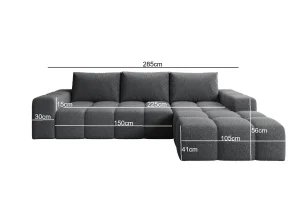 Elegantes, dunkelgraues L-förmiges Ecksofa „Cento“ | Wohnzimmermöbel