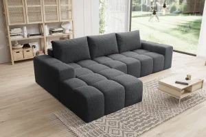 Elegantes, dunkelgraues L-förmiges Ecksofa „Cento“ | Wohnzimmermöbel