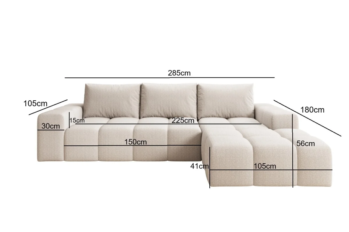 Elegantes, beigefarbenes L-förmiges Ecksofa „Cento“ | Wohnzimmermöbel