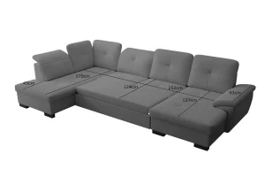 Graues U-förmiges Ecksofa mit Schlaffunktion „Mondo“ | Wohnzimmermöbel