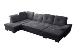 Dunkelgraues U-förmiges Ecksofa mit Schlaffunktion „Mondo“ | Wohnzimmermöbel