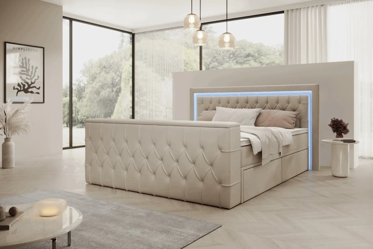 Boxspringbett 180x200 Arosa TV, beige