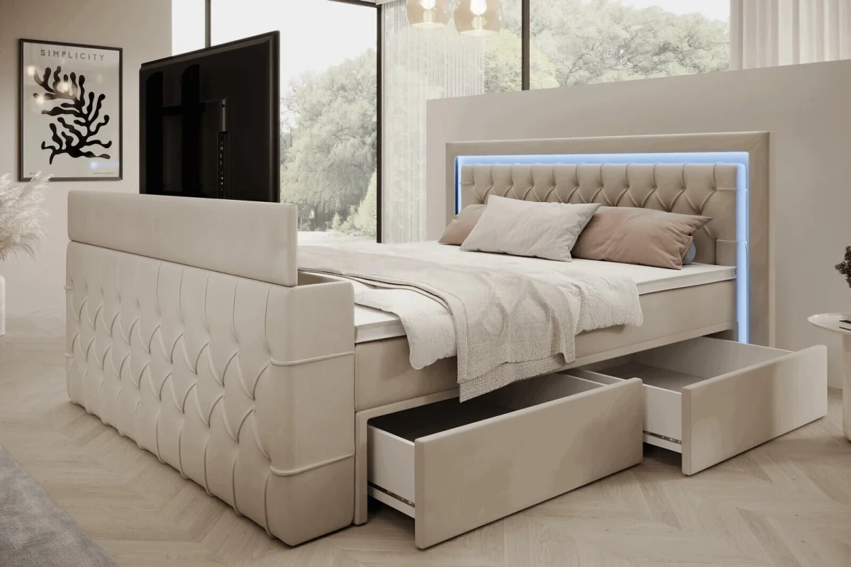 Boxspringbett 180x200 Arosa TV, beige