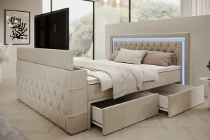 Boxspringbett 180x200 Arosa TV, beige