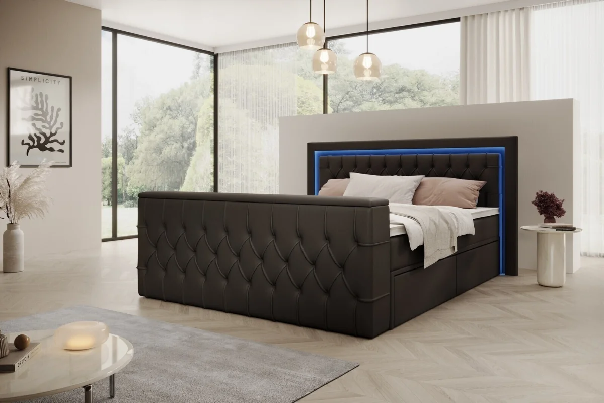 Boxspringbett 180x200 Arosa TV, schwarz