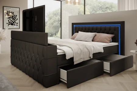 Boxspringbett 180x200 Arosa TV, schwarz 2