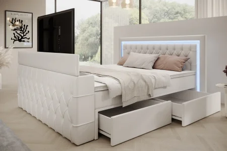 Boxspringbett 180x200 Arosa TV, weiß 2