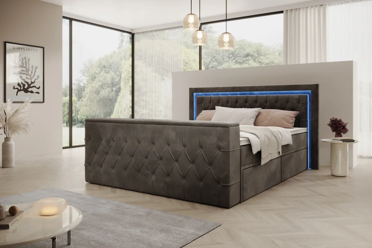 Boxspringbett 180x200 Arosa TV in Graphit