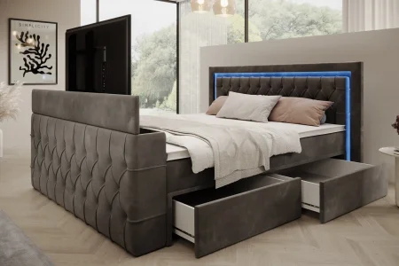 Boxspringbett 180x200 Arosa TV in Graphit 2