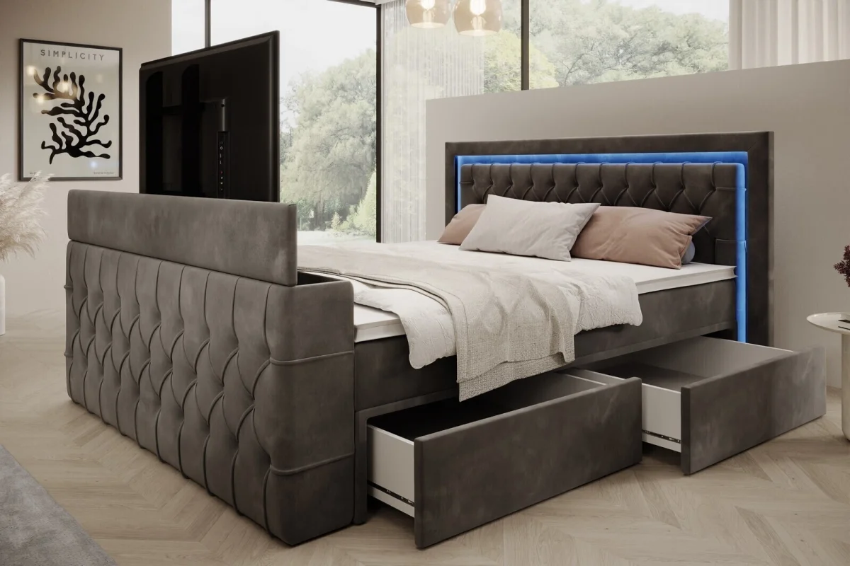 Boxspringbett 180x200 Arosa TV in Graphit