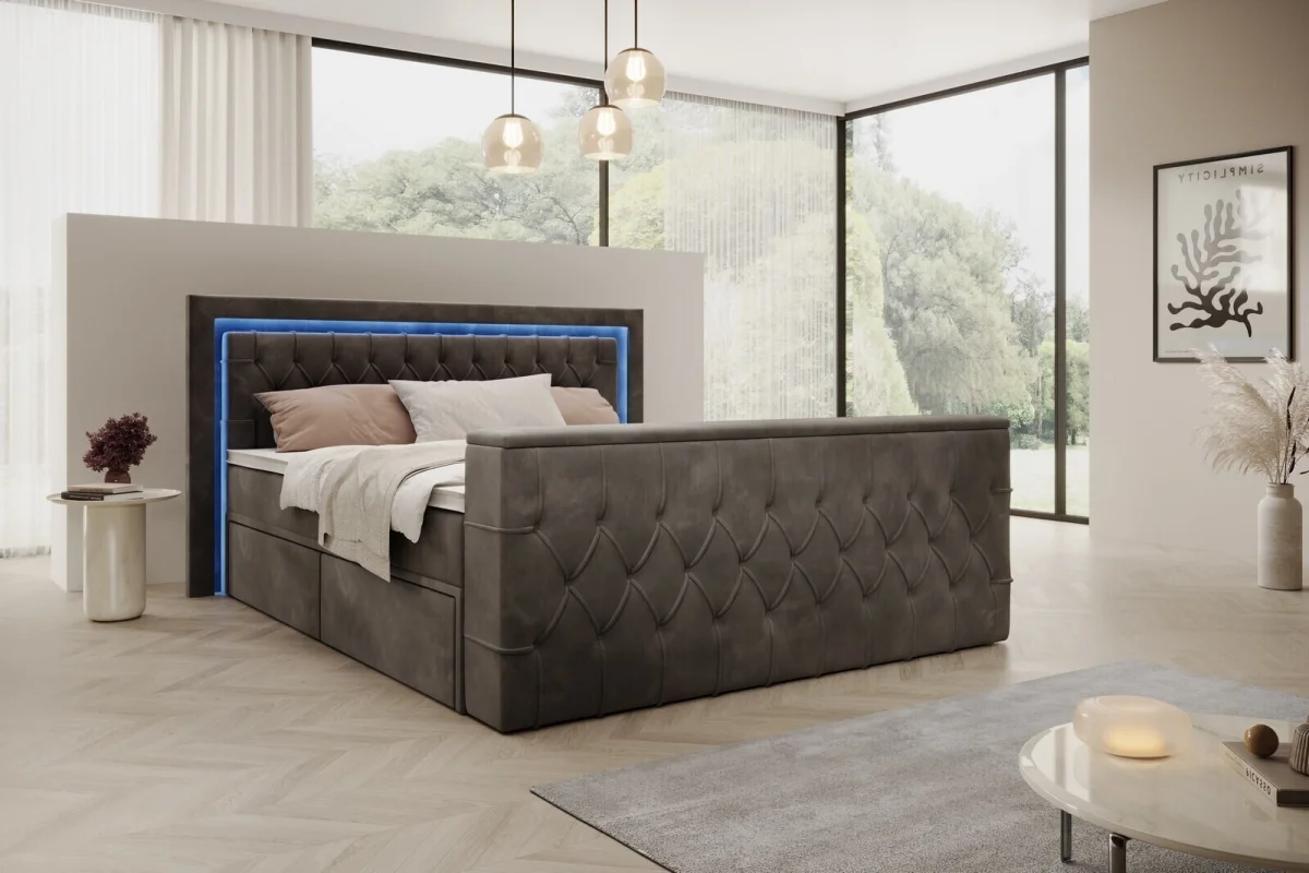 Boxspringbett 180x200 Arosa TV in Graphit